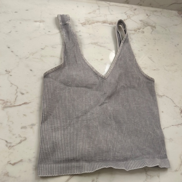 No Rest for Bridget Gray Ribbed Tank Top One Size - Picture 5 of 6